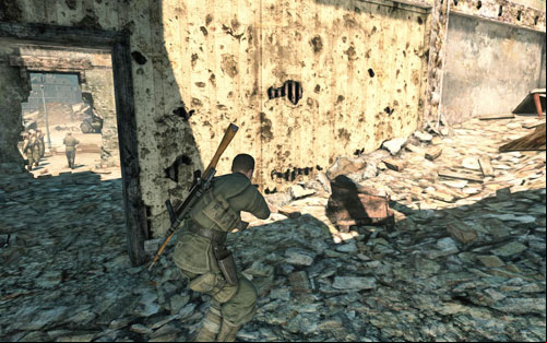 On the other side, go down the stairs - look out, as you will by a patrol - Mission 3 - Kaiser-Friedrich Museum - p. 2 - Walkthrough - Sniper Elite V2 Game Guide & Walkthrough
