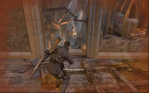 Start going down very slowly - try to shoot as many enemies as possible while still at the higher position - Mission 5 - St. Olibartus Church - p. 2 - Walkthrough - Sniper Elite V2 Game Guide & Walkthrough