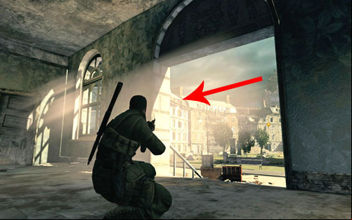 There are already four enemies waiting on the square and one sniper on the roof - look out for him - Mission 8 - Kreuzberg Headquarters - p. 2 - Walkthrough - Sniper Elite V2 Game Guide & Walkthrough