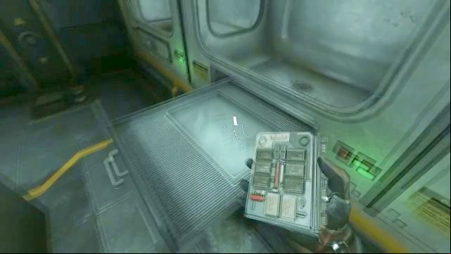 Place the chip on the drawer and then push it inside. - Omicron station | SOMA Game Walkthrough - Walkthrough - SOMA Guide