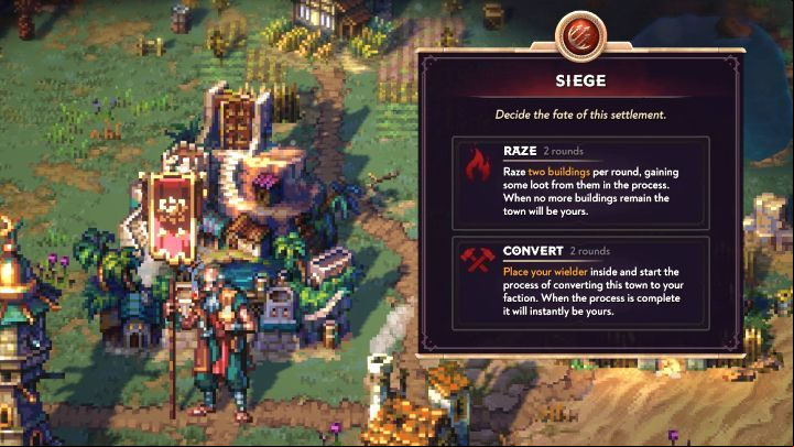 After conquering an enemy settlement, two (or in the case of fortresses, 3) options will appear - Songs of Conquest: Armies and Battles - Military - Songs of Conquest Guide