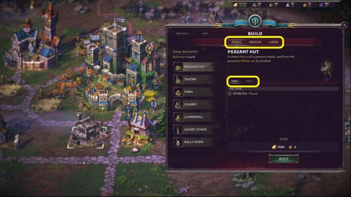 In order to construct a building, you have to choose a suitable empty square in the settlement - Songs of Conquest: Building and developing settlements - Basics - Songs of Conquest Guide