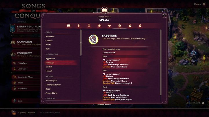 Sabotage - Songs of Conquest: Best spells - Basics - Songs of Conquest Guide