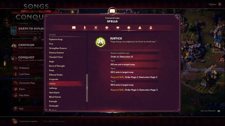 Justice - Songs of Conquest: Best spells - Basics - Songs of Conquest Guide