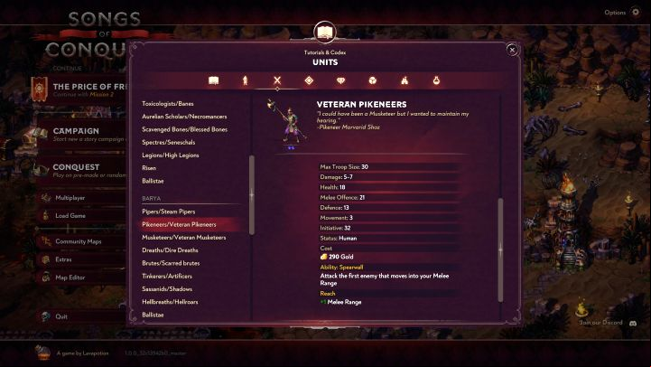 Pikeneers / Veteran Pikeneers - Songs of Conquest: Best units - Basics - Songs of Conquest Guide