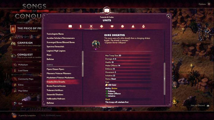 Dreaths / Dire Dreaths - Songs of Conquest: Best units - Basics - Songs of Conquest Guide