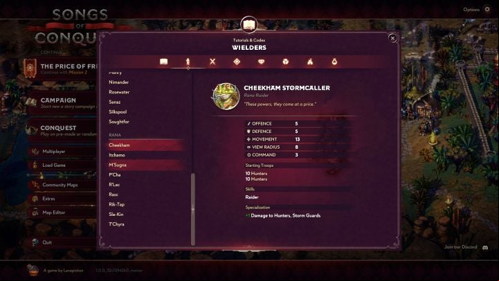 Cheekham Stormcaller - Songs of Conquest: List of best Wielders - Basics - Songs of Conquest Guide