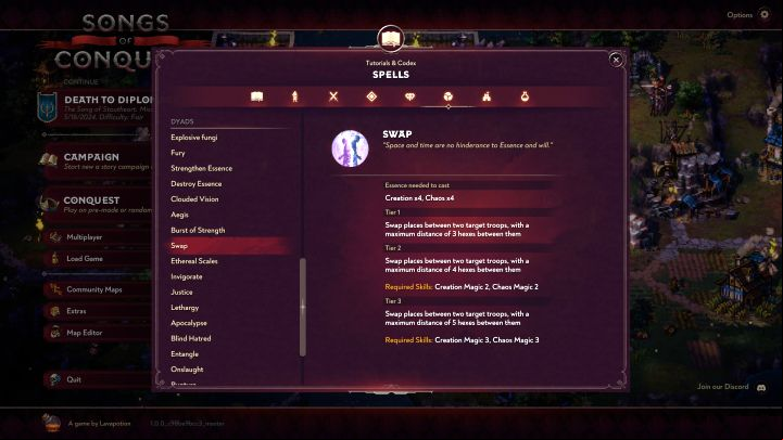 Use the Acid Cloud to attack any enemy troops, then cast the Swap spell (requirements are 4 creation essence and 4 chaos essence) - Songs of Conquest: All achievements, trophy guide - Appendix - Songs of Conquest Guide