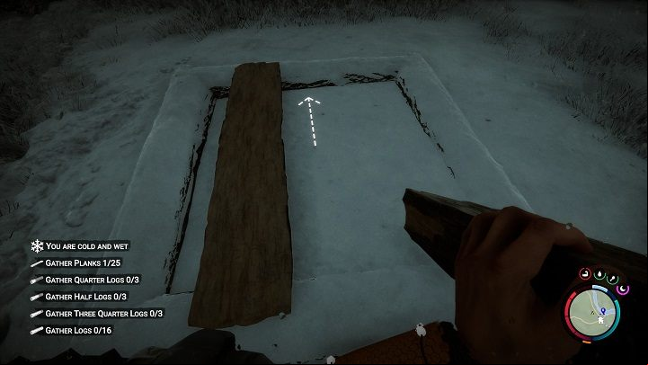 After laying out the outline, cut logs into planks and place them parallel to each other until they cover the entire surface - Sons of the Forest: Shelter elements - Resources and crafting - Sons of the Forest Guide