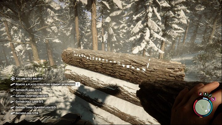 Then place the next logs atop of it - Sons of the Forest: Shelter elements - Resources and crafting - Sons of the Forest Guide