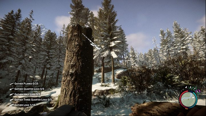Lean the second log against the first - Sons of the Forest: Shelter elements - Resources and crafting - Sons of the Forest Guide