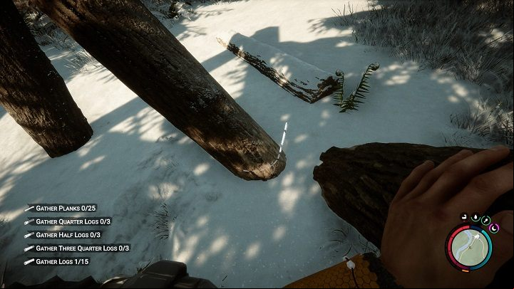 Place the third log under the opposite end of the second one - Sons of the Forest: Shelter elements - Resources and crafting - Sons of the Forest Guide