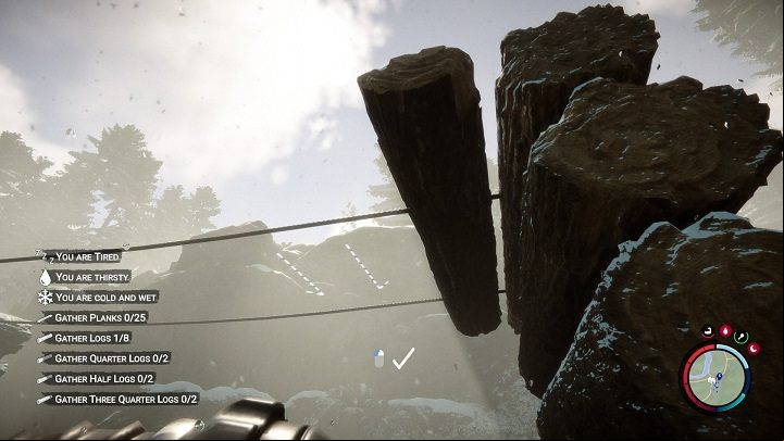 Grab a log and point the camera at the logs - Sons of the Forest: Shelter elements - Resources and crafting - Sons of the Forest Guide