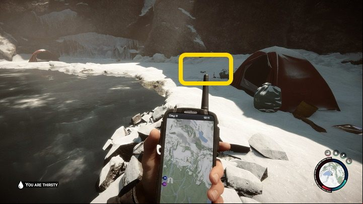 The can opener can be found in an abandoned camp in the mountains by a frozen lake - Sons of the Forest: Where to find the can opener? - Resources and crafting - Sons of the Forest Guide