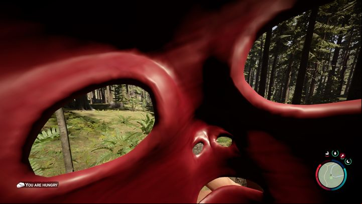 that the effect isn't permanent, and if you're already during combat, wearing the mask won't stop cannibals from attacking you - Sons of the Forest: How to get the Red Mask? - Basics - Sons of the Forest Guide
