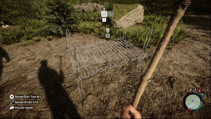 Above the structure's outline, you will see the types and number of materials needed to build it, as well as the order in which you should add them - Sons of the Forest: Building and Planning - Resources and crafting - Sons of the Forest Guide