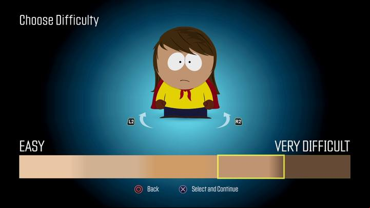 Here, the difficulty level is connected with a skin color... - Difficulty levels - Gameplay Basics - South Park: The Fractured But Whole Game Guide