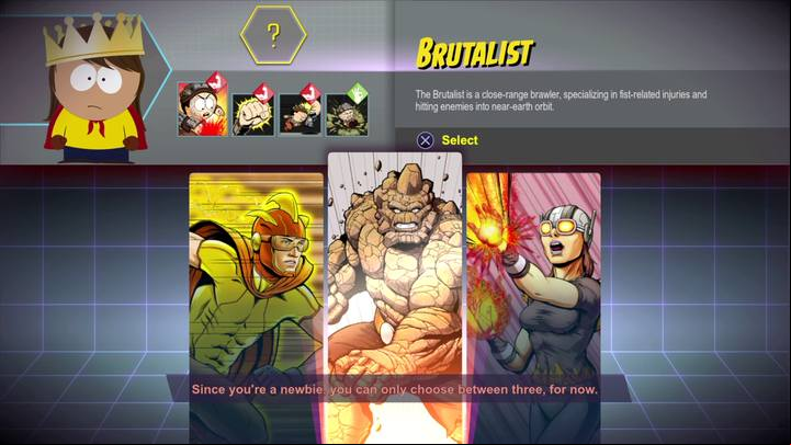 In the beginning you can only select one out of the three available classes and the only difference between them are the abilities that you get. - Prologue | Main Missions Walkthrough - Main Missions Walkthrough - South Park: The Fractured But Whole Game Guide