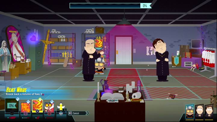 In Church, you must face the priests alone. Avoid their attacks. - The Talk, The Touch of Faith, The Burrito Whisperer | Main Missions Walkthrough - Main Missions Walkthrough - South Park: The Fractured But Whole Game Guide