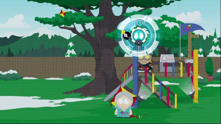 From now on you can use Inspection Mode on yellow kites and call Kyle. - Alternative Universe Collide Again | Main Missions Walkthrough - Main Missions Walkthrough - South Park: The Fractured But Whole Game Guide