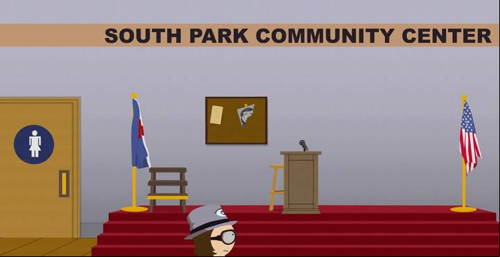 The place for the poster in the Community Center. - A Randy Mystery and The Headshot Job | Side quests - Side quests - South Park: The Fractured But Whole Game Guide