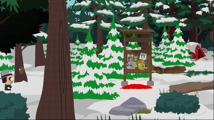 The bulletin board near the lake. - A Randy Mystery and The Headshot Job | Side quests - Side quests - South Park: The Fractured But Whole Game Guide