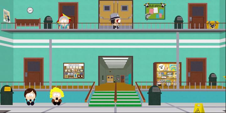 The bulletin board on the schools floor. - A Randy Mystery and The Headshot Job | Side quests - Side quests - South Park: The Fractured But Whole Game Guide