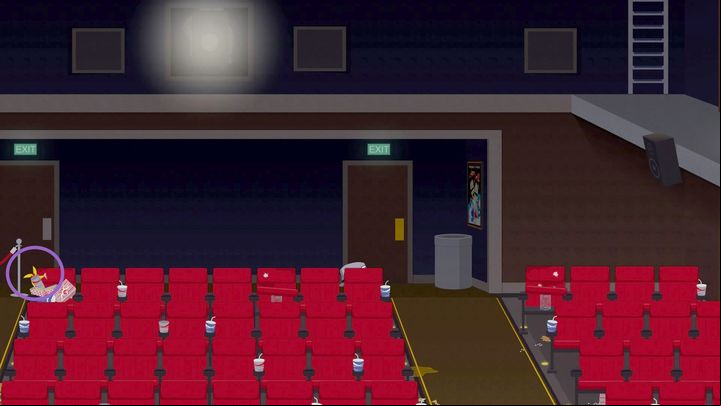 The pinwheel is between the chairs. It allows you to reach the first floor and the roof. - Costumes and recipes - Titles and secrets - South Park: The Fractured But Whole Game Guide