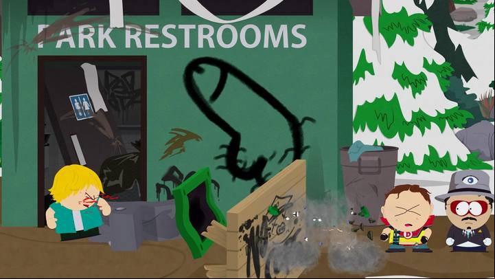 There are several blocks like this one - each block is treated as a separate puzzle. - Puzzles - Titles and secrets - South Park: The Fractured But Whole Game Guide