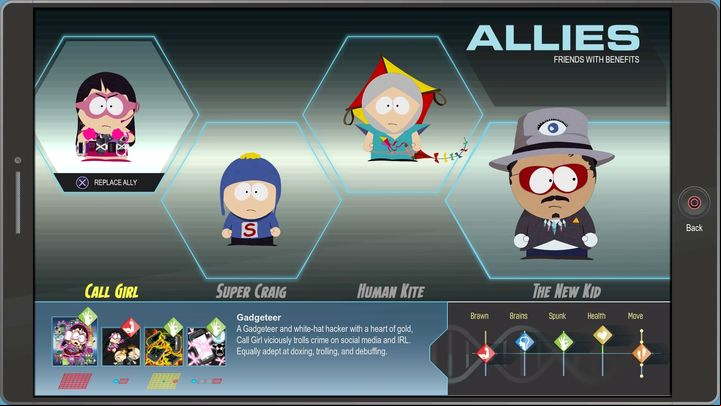 All selection menu. - Allies - Gameplay Basics - South Park: The Fractured But Whole Game Guide