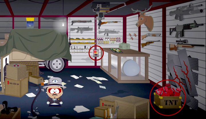 Go through the garage door to the right - We Need a Tool, The Hundred Hands of Chaos | Main Missions Walkthrough - Main Missions Walkthrough - South Park: The Fractured But Whole Game Guide