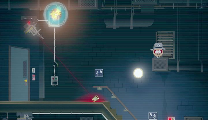 Turn off the turret after going up the ventilation shaft. - Origins 4: The Omega Prologue, The Thin White Line | Main Missions Walkthrough - Main Missions Walkthrough - South Park: The Fractured But Whole Game Guide