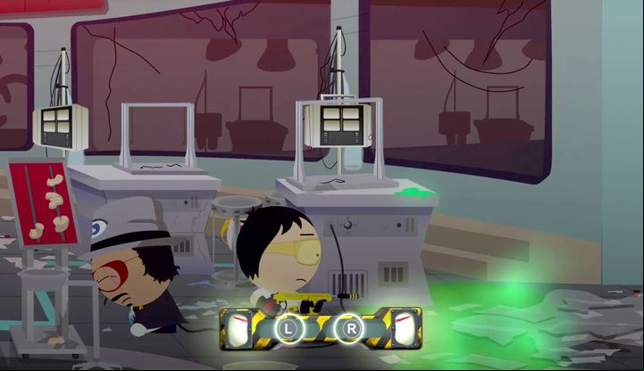 You can get rid of the acid from the floor the same way you did with lava. - The Many Asses of Dr. Mephesto | Main Missions Walkthrough - Main Missions Walkthrough - South Park: The Fractured But Whole Game Guide