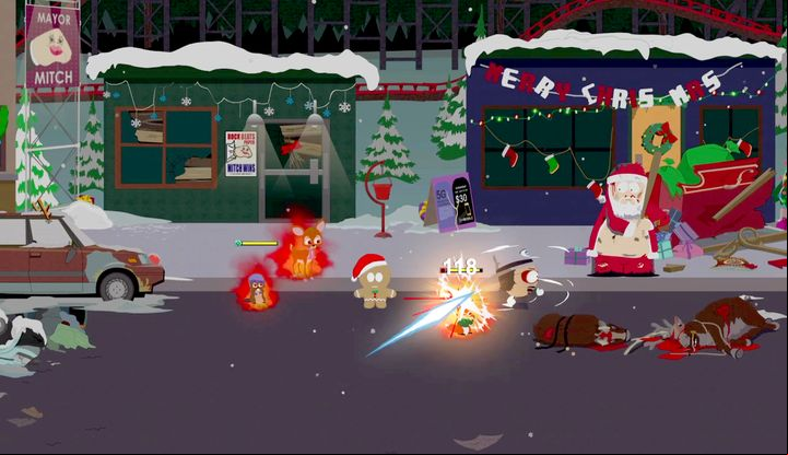 Santa Claus together with one more ally should cope with the opponents to the left or at least block their way to the remaining units. - Farts of Future Past | Main Missions Walkthrough - Main Missions Walkthrough - South Park: The Fractured But Whole Game Guide