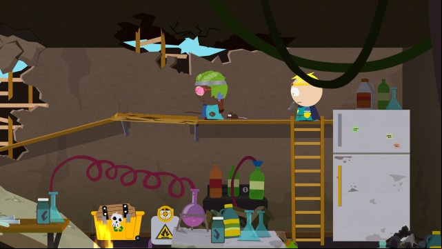Climb up the ladder and hit the plank hanging down from the ceiling - Call the Banners part 2 Tweek - Walkthrough - South Park: The Stick of Truth - Game Guide and Walkthrough