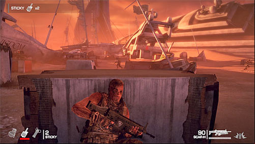 After reaching new area, use sprint option and take cover behind a small wall, where you'll find grenade crate (screen above) - Chapter XIII - Adams - p. 1 - Game Walkthrough - Spec Ops: The Line - Game Guide and Walkthrough
