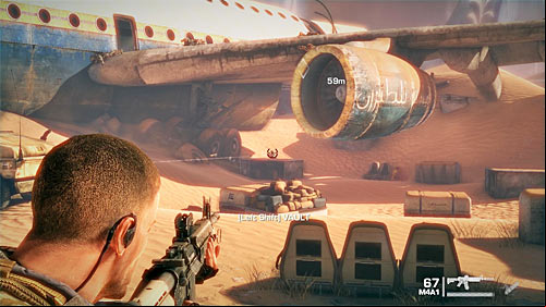 Next enemies will show up under the left plane engine and near the entrance to the plane shown on the above screen - Chapter I - The Evacuation - p. 2 - Game Walkthrough - Spec Ops: The Line - Game Guide and Walkthrough