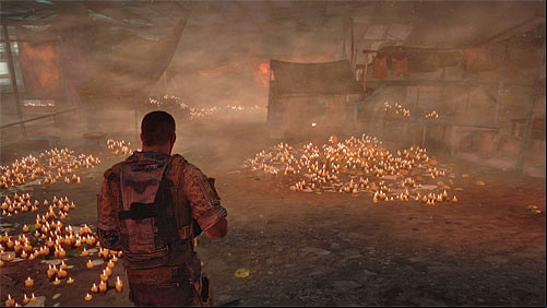 Approach the large hole in the ground and press SPACEBAR to jump inside - Chapter IV - The Refugees - p. 1 - Game Walkthrough - Spec Ops: The Line - Game Guide and Walkthrough