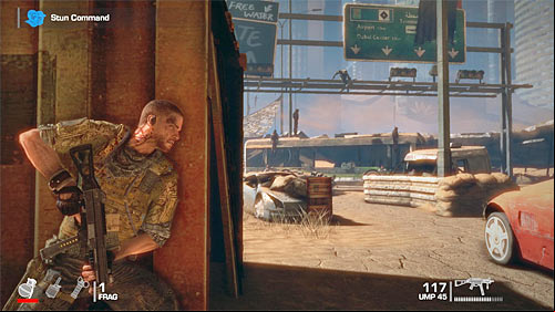 Next phase of the battle is connected with elimination of enemies hiding inside the bus wreckage and there would be nothing special in it, if not the fact that there is a machine gun position - Chapter VII - The Battle - Game Walkthrough - Spec Ops: The Line - Game Guide and Walkthrough