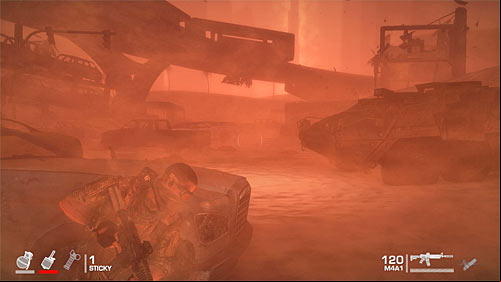 Defend yourself at the start place of the battle until a powerful sandstorm comes - Chapter IX - The Road - Game Walkthrough - Spec Ops: The Line - Game Guide and Walkthrough