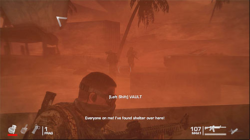 After reaching bus wreckage, I suggest jumping inside and attack soldiers stationing in the area from that place - Chapter IX - The Road - Game Walkthrough - Spec Ops: The Line - Game Guide and Walkthrough