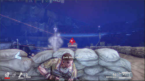 Once you get to the lowest level of balconies, deal with opponents standing near the trucks indicated by the game - Chapter X - Riggs - Game Walkthrough - Spec Ops: The Line - Game Guide and Walkthrough