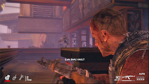 Once you land on the lower balcony, hide behind the closest cover and attack enemies approaching you - Chapter XI - Alone - Game Walkthrough - Spec Ops: The Line - Game Guide and Walkthrough