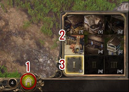 Construction menu (1) is displayed in the bottom right corner of the screen - Interface - Basics - SpellForce 3 Game Guide