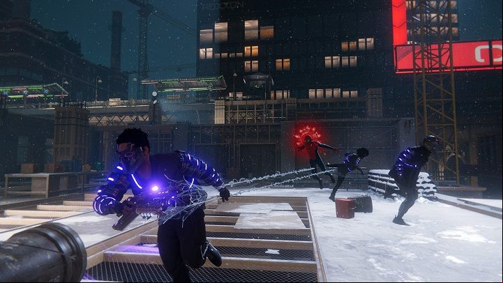 After leaving the apartment, follow the marker down the street together with Ganke - Spider-Man Miles Morales: Time To Rally walkthrough - Main missions - Spider-Man Miles Morales Guide