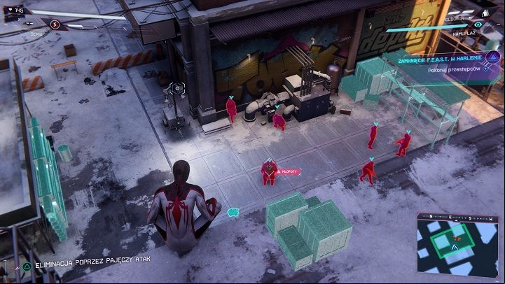 On the spot, you will be facing a gang of thieves - Spider-Man Miles Morales: Harlem F.E.A.S.T Shut Down - walkthrough - Side missions - Spider-Man Miles Morales Guide