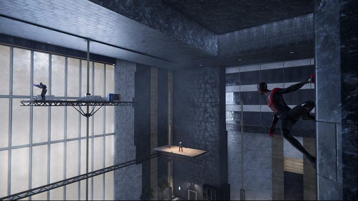 You will hear the Underground talking about a meeting on the lower level of the building - Spider-Man Miles Morales: Underground Undercover walkthrough - Main missions - Spider-Man Miles Morales Guide