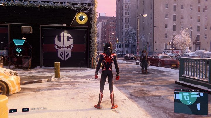 2) The next cache is located near the cemetery - Spider-Man Miles Morales: All Underground Caches - list - Collectibles - Spider-Man Miles Morales Guide