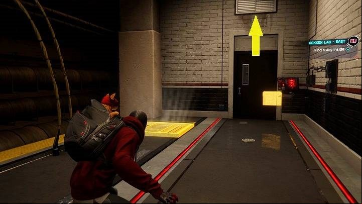 4) Another cache is in the Roxxon Lab - Spider-Man Miles Morales: All Underground Caches - list - Collectibles - Spider-Man Miles Morales Guide