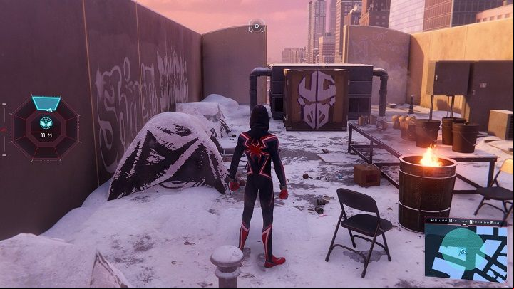 2) Another cache is located in the crate with the Underground logo on a rooftop in the western part of the district - Spider-Man Miles Morales: All Underground Caches - list - Collectibles - Spider-Man Miles Morales Guide